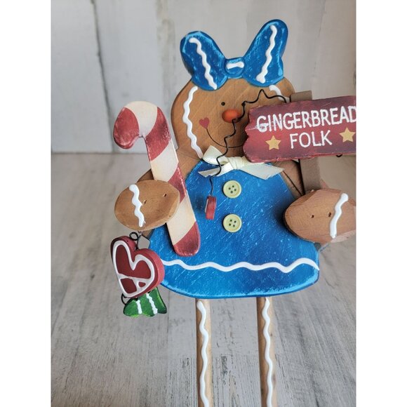Gingerbread folk AS IS wooden heart tree xmas decor candy cane - Picture 4 of 8